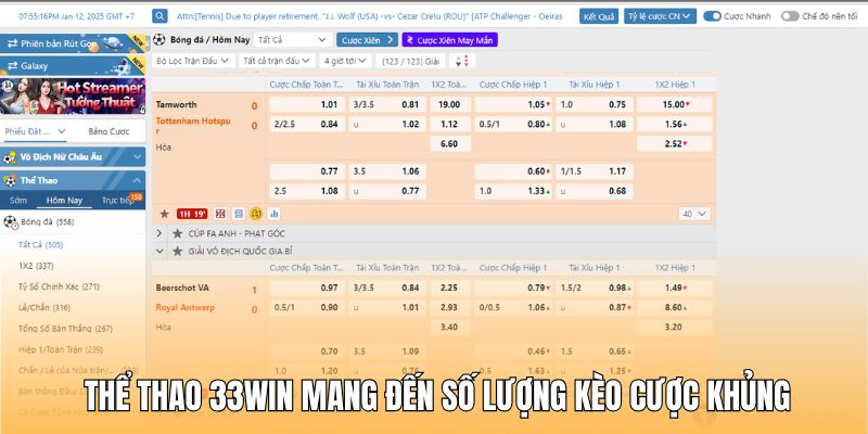 Thông tin trò chơi 33win với các kèo cược thể thao hấp dẫn